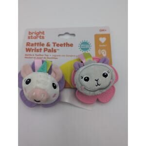 Bright Starts Rattle & Teethe Wrist Pals Unicorn and Lamma Toy